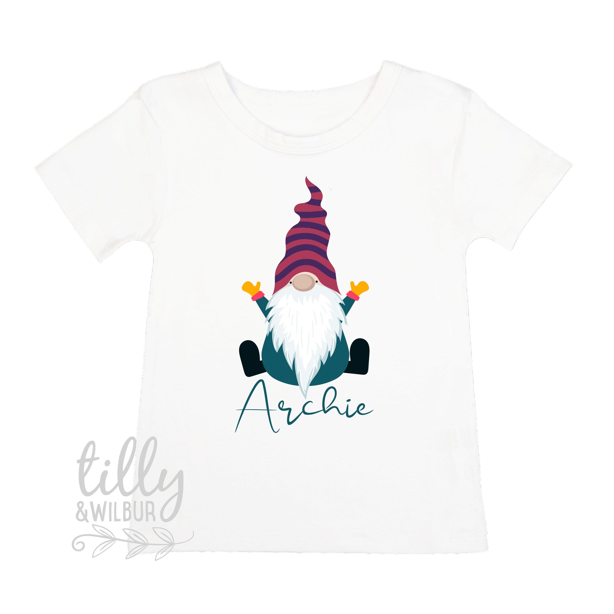 Scandinavian Christmas Gnome Personalised Boy&#39;s T-Shirt, Boy&#39;s Xmas T-Shirt, Boy&#39;s Christmas T-Shirt, Personalised Boy&#39;s Christmas T-Shirt