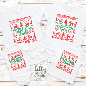 Christmas Custom Surname Family Christmas T-Shirts, Christmas Shirts, Elf Family Shirts, Santa Claus, Matching Sweater Christmas Jumper Gift