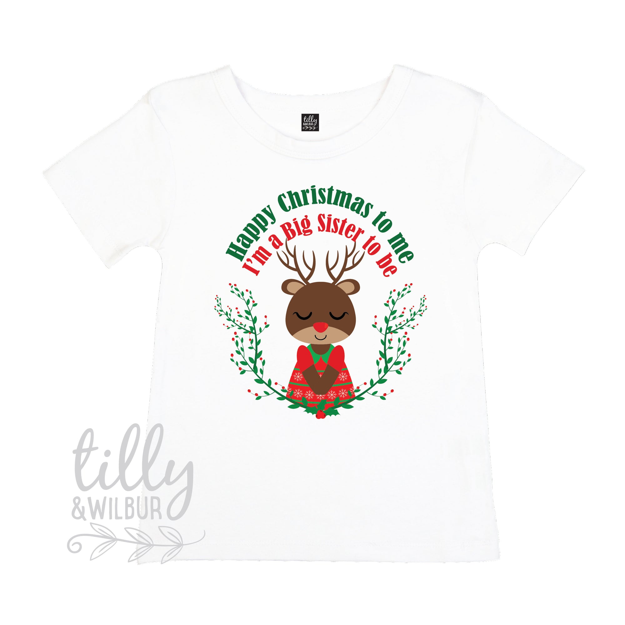Happy Christmas To Me I&#39;m A Big Sister To Be T-Shirt for Girls, Xmas Big Sister Shirt, Pregnancy Announcement, Christmas Announcement TShirt