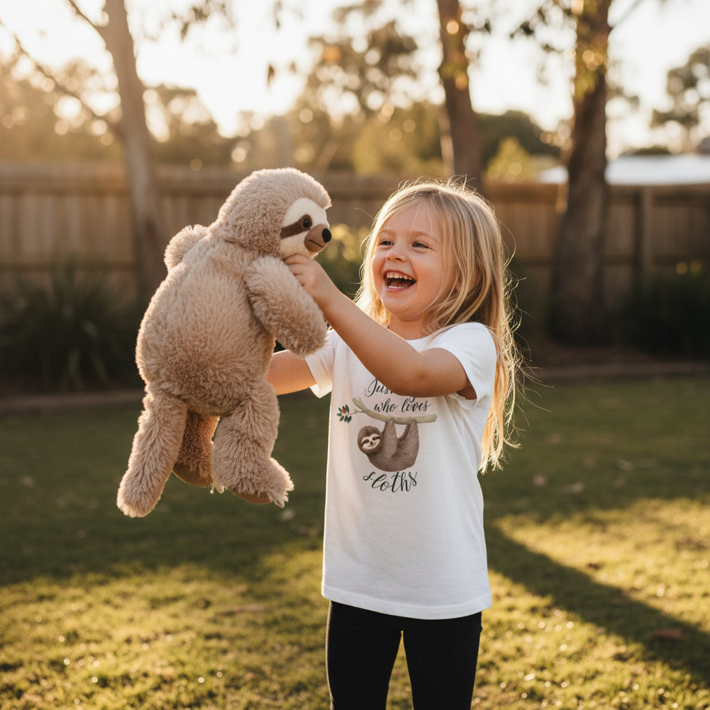 Just A Girl Who Loves Sloths Girl&amp;#39;s T-Shirt, Sloth T-Shirt For Girls, Sloth T-Shirt, Sloth Gift, Sloth Lover, Sloth Tee For Girls, Sloth Tee