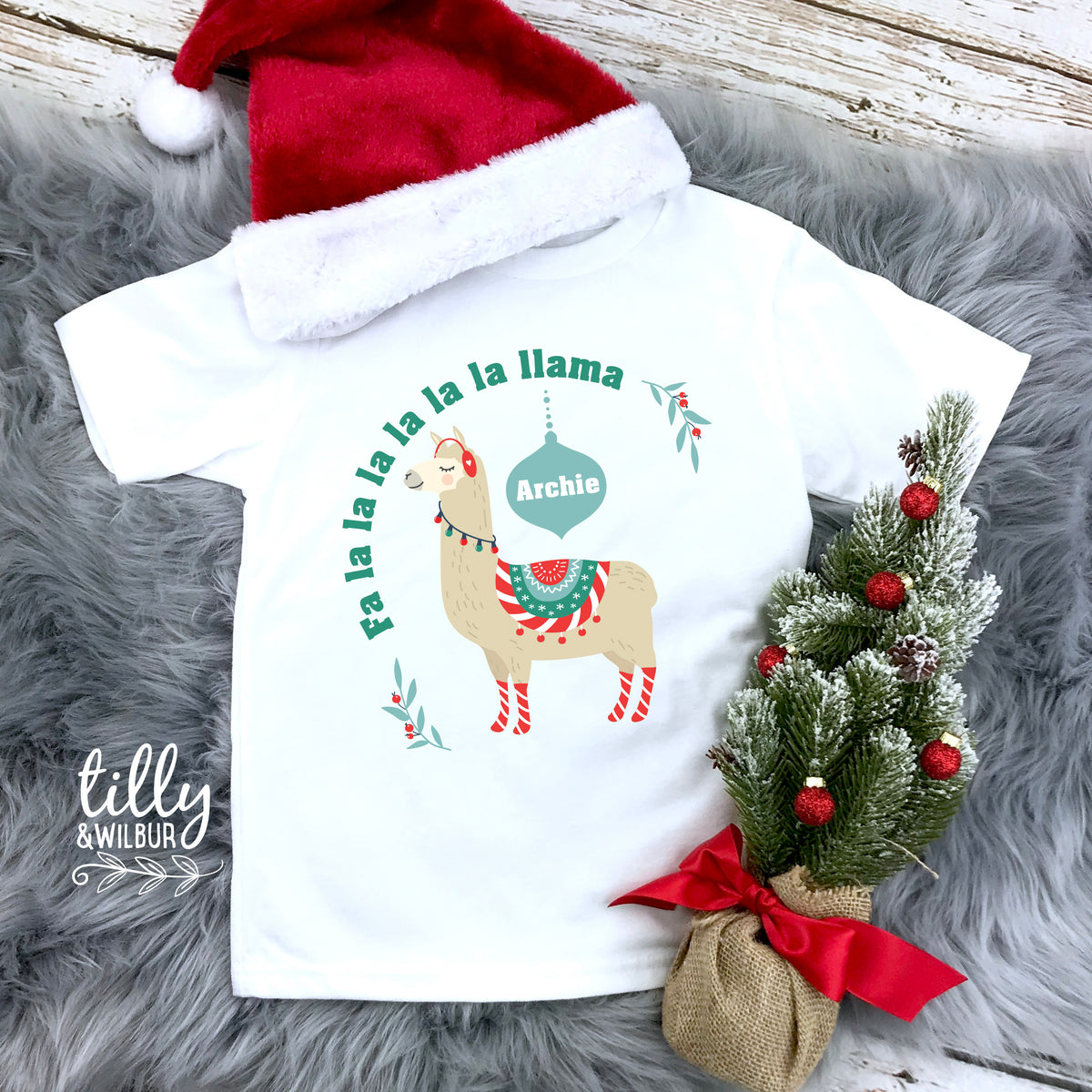 Llama Boys Christmas T-Shirt, Fa La La La La La La Llama T-Shirt, Personalised Boys Christmas T-Shirt, Personalised Christmas T-Shirt, Gift