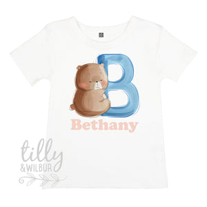 B Is For Bear Personalised T-Shirt For Girls, Personalised Gift For Girls, Personalised T-Shirt, Personalised Birthday Gift, Girls Tee