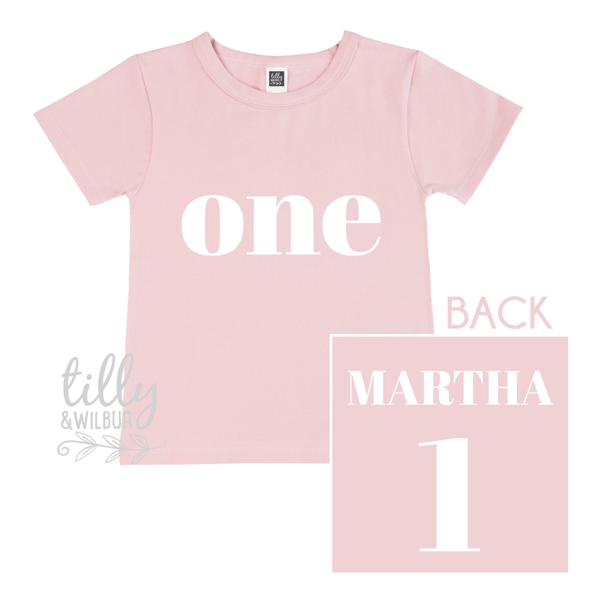 One Personalised Girls 1st Birthday T-Shirt, 1st Birthday Gift, First Birthday Tee, Name And Number 1 On Back Of Shirt, Cake Smash Outfit