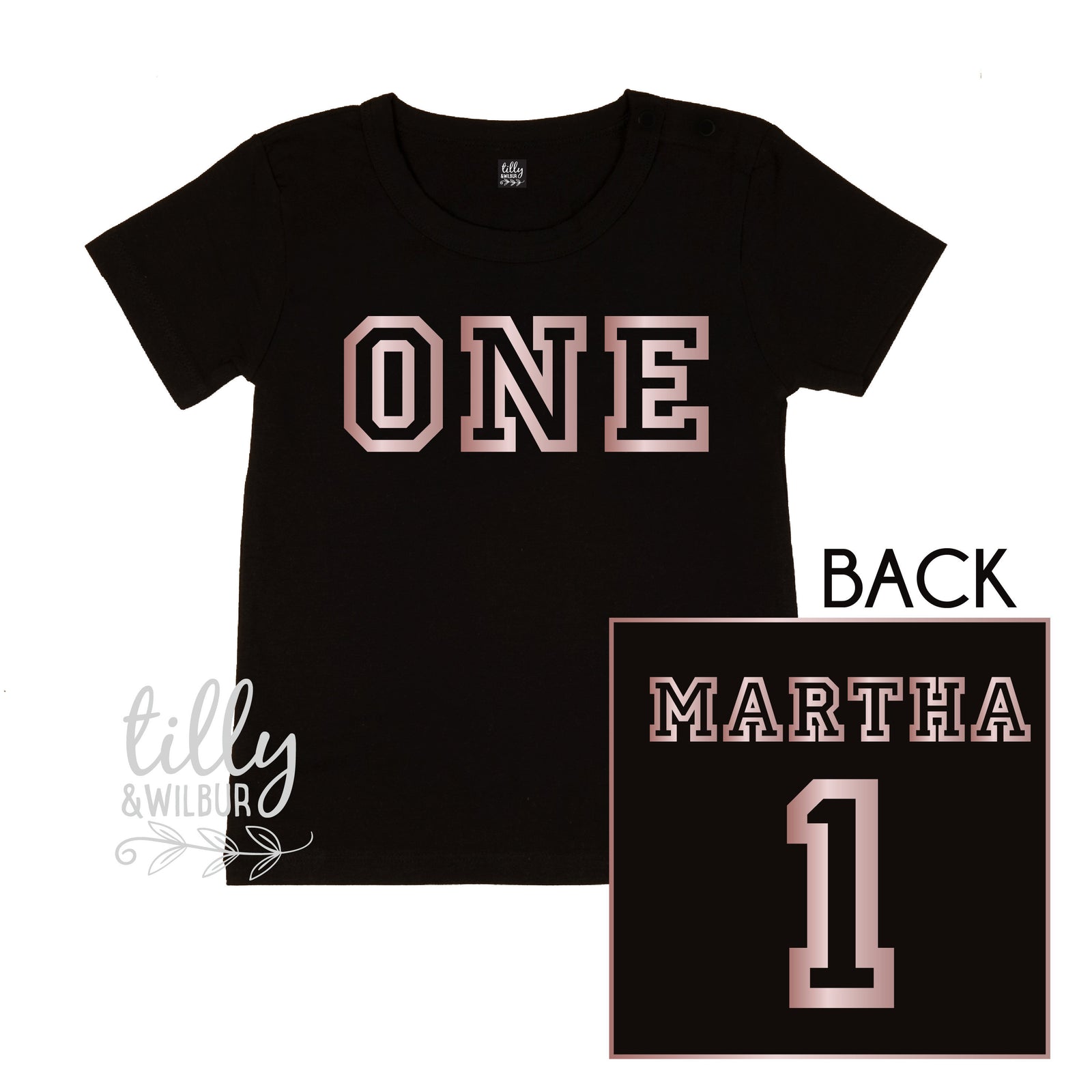 One Personalised Girls 1st Birthday T-Shirt, 1st Birthday Gift, First Birthday Tee, Name And Number 1 On Back Of Shirt, Cake Smash Outfit