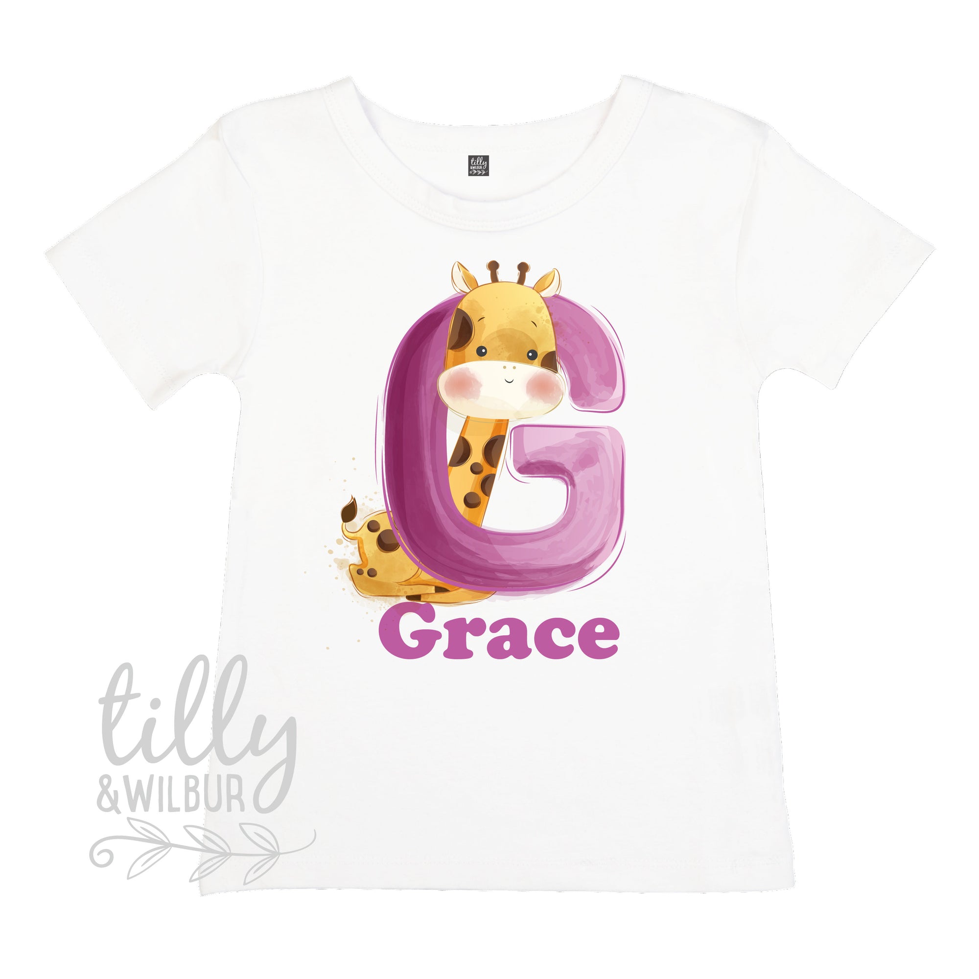 G Is For Giraffe Personalised T-Shirt For Girls, Personalised Gift For Girls, Personalised T-Shirt, Personalised Birthday Gift, Girls Tee