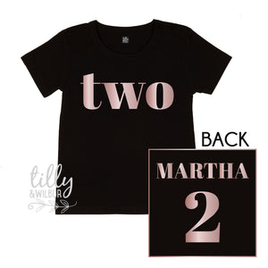 Two Personalised Girls 2nd Birthday T-Shirt, 2nd Birthday Gift, 2 Today Birthday Tee, Name And Number 2 On Back Of Shirt, Cake Smash Outfit
