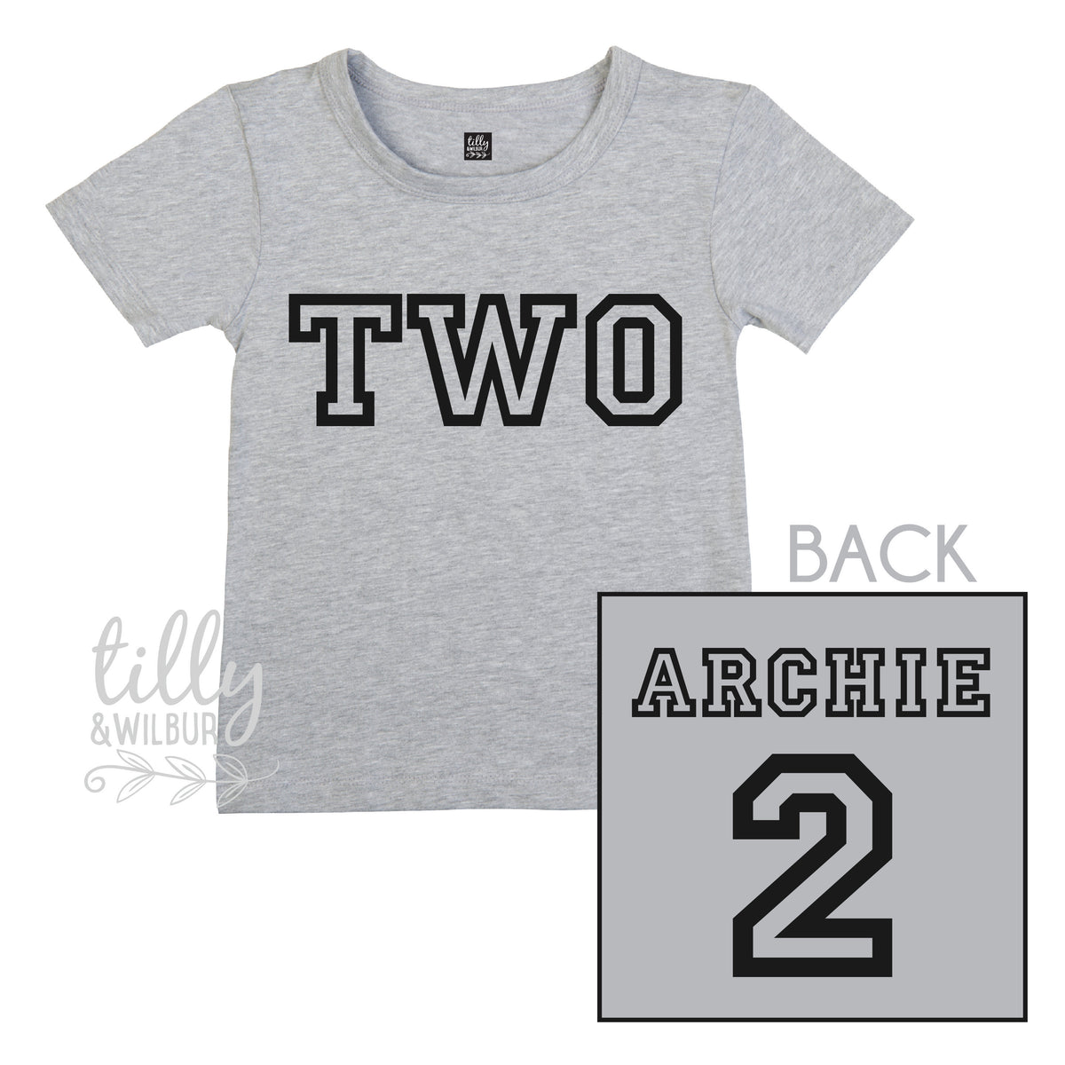 Two Personalised Boys 2nd Birthday T-Shirt, 2nd Birthday Gift, 2 Today Birthday Tee, Name And Number 2 On Back Of Shirt, Cake Smash Outfit,