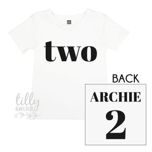 Two Personalised Boys 2nd Birthday T-Shirt, 2nd Birthday Gift, 2 Today Birthday Tee, Name And Number 2 On Back Of Shirt, Cake Smash Outfit,