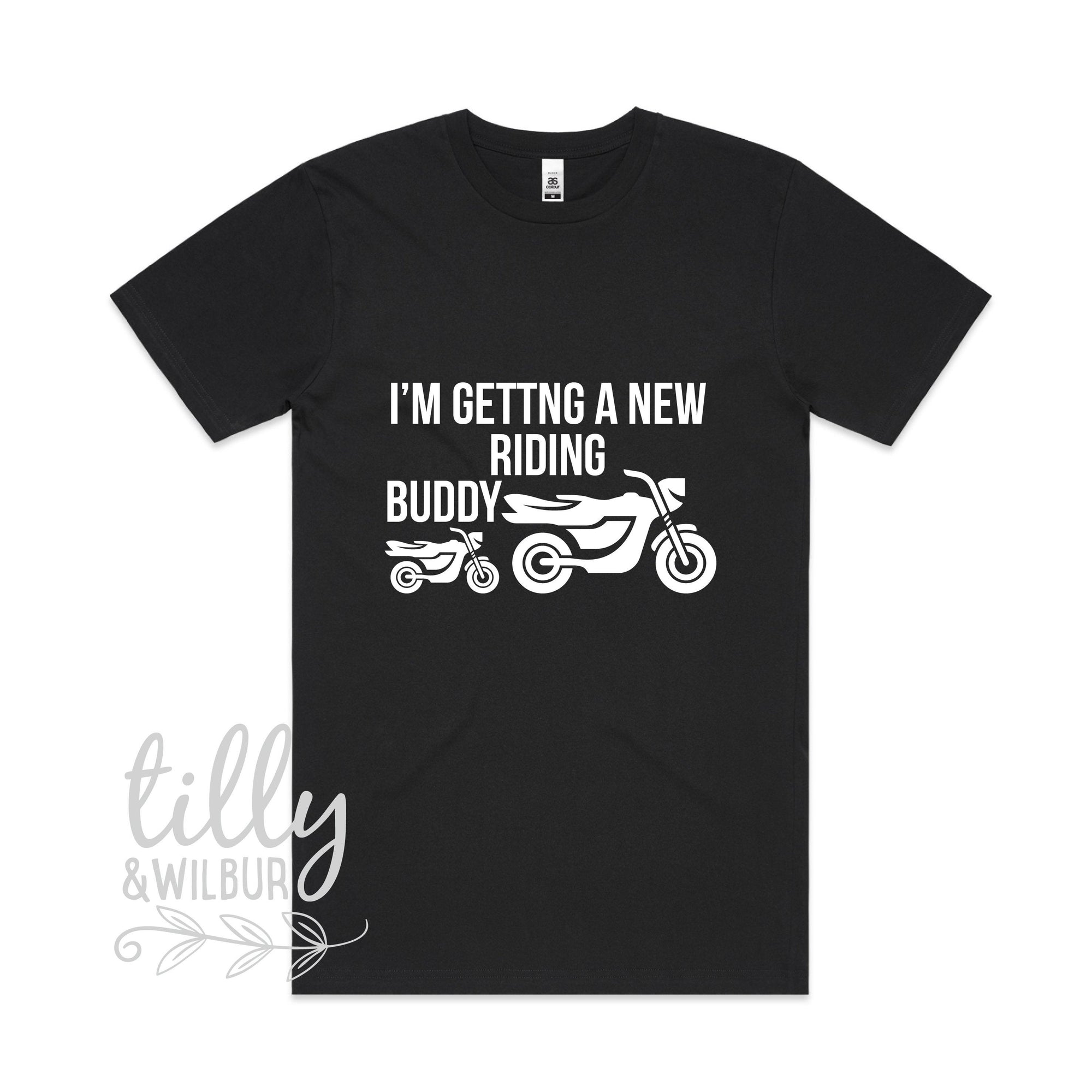 I&#39;m Getting A New Riding Buddy Men&#39;s T-Shirt, Pregnancy Announcement T-shirt, Men&#39;s Clothing, New Dad Gift, Baby Shower Dad Gift, Motorbike