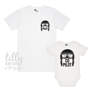 Pilot Co-Pilot Father Son Matching Shirts, Matching Dad And Baby, Matching Dad And Kid, Fathers Day Gift, Newborn Gift, New Dad Gift, Flying