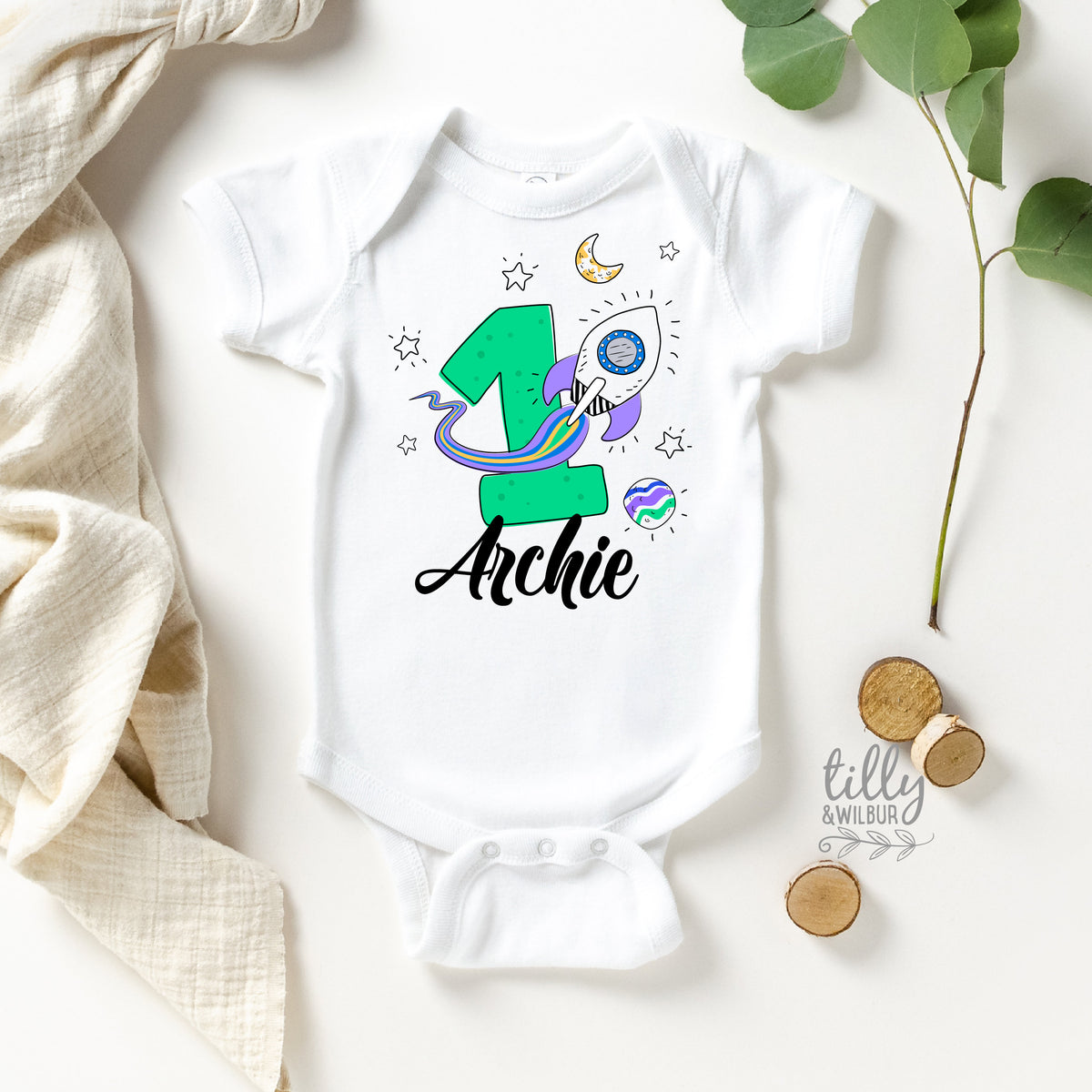 Personalised 1st Birthday Bodysuit, First Birthday Bodysuit, 1st Birthday Gift, First Birthday Gift, Baby&amp;#39;s First Birthday, Space Theme