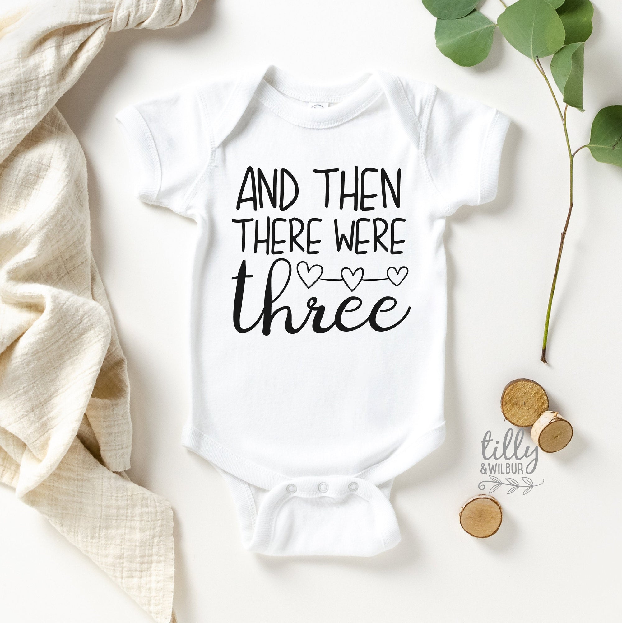 And Then There Were Three, And Then There Were 3 Pregnancy Announcement Bodysuit, Announcement Romper, Maternity Photo Prop, Baby Reveal