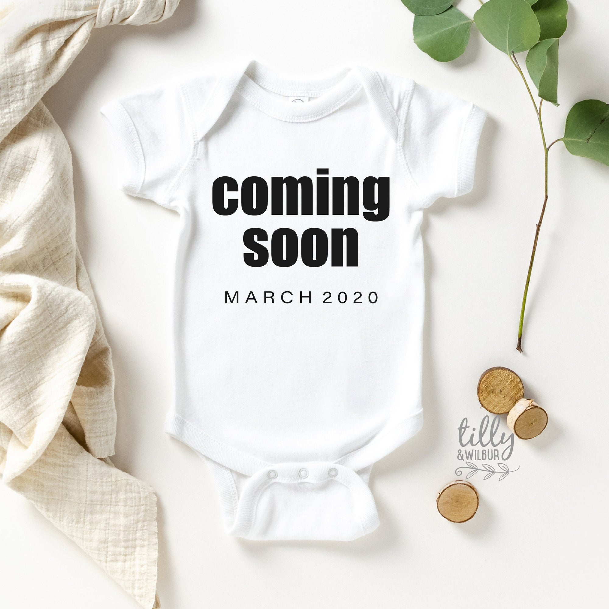 Coming Soon Pregnancy Announcement Baby Bodysuit, Coming Soon Bodysuit, Personalised Due Date Pregnancy Announcement Gift, Baby Shower Gift