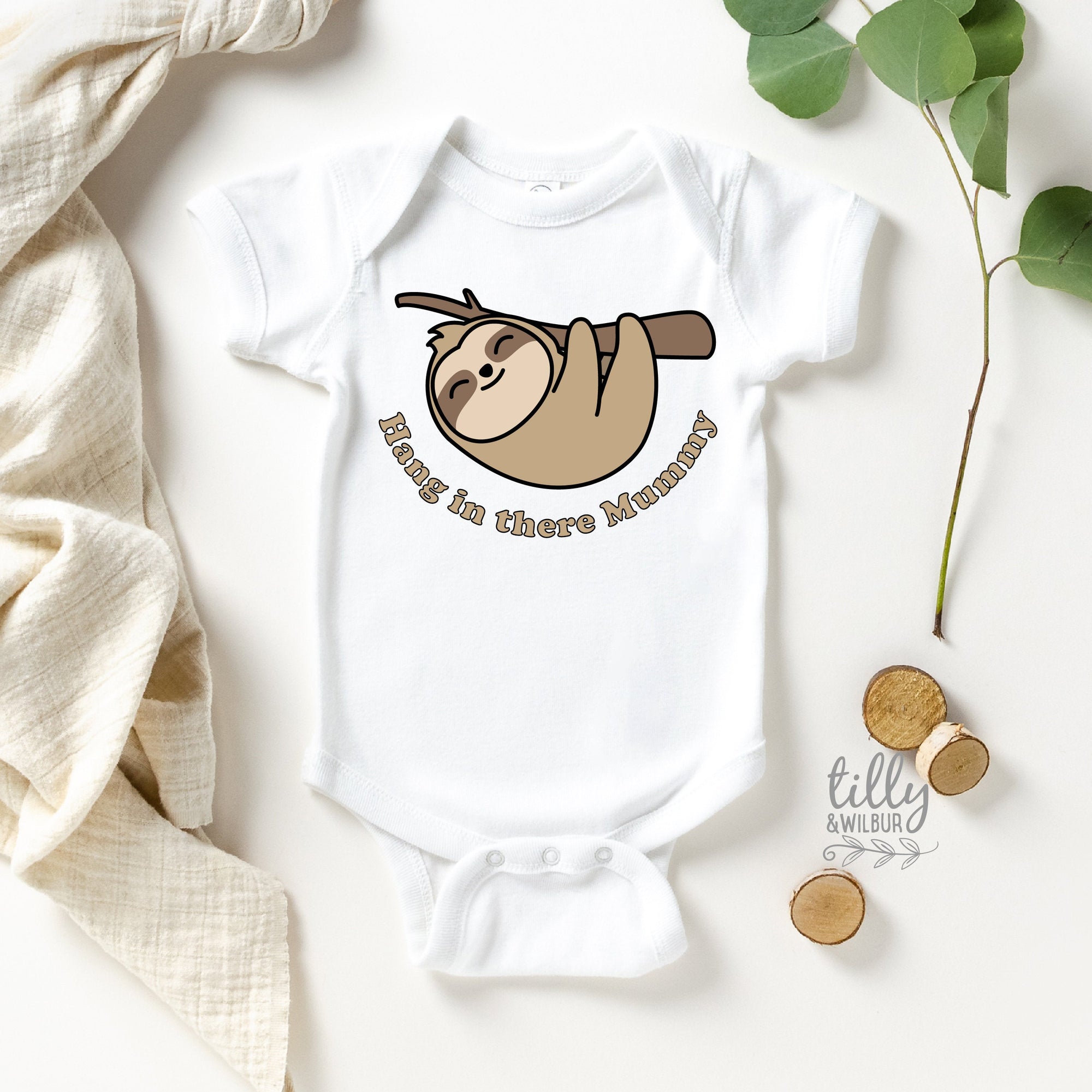 Hang In There Mummy Sloth Baby Bodysuit, New Baby Gift, Newborn Baby Gift, Baby Shower Gift, Sloth Baby, New Mum Gift, New Mummy Gift