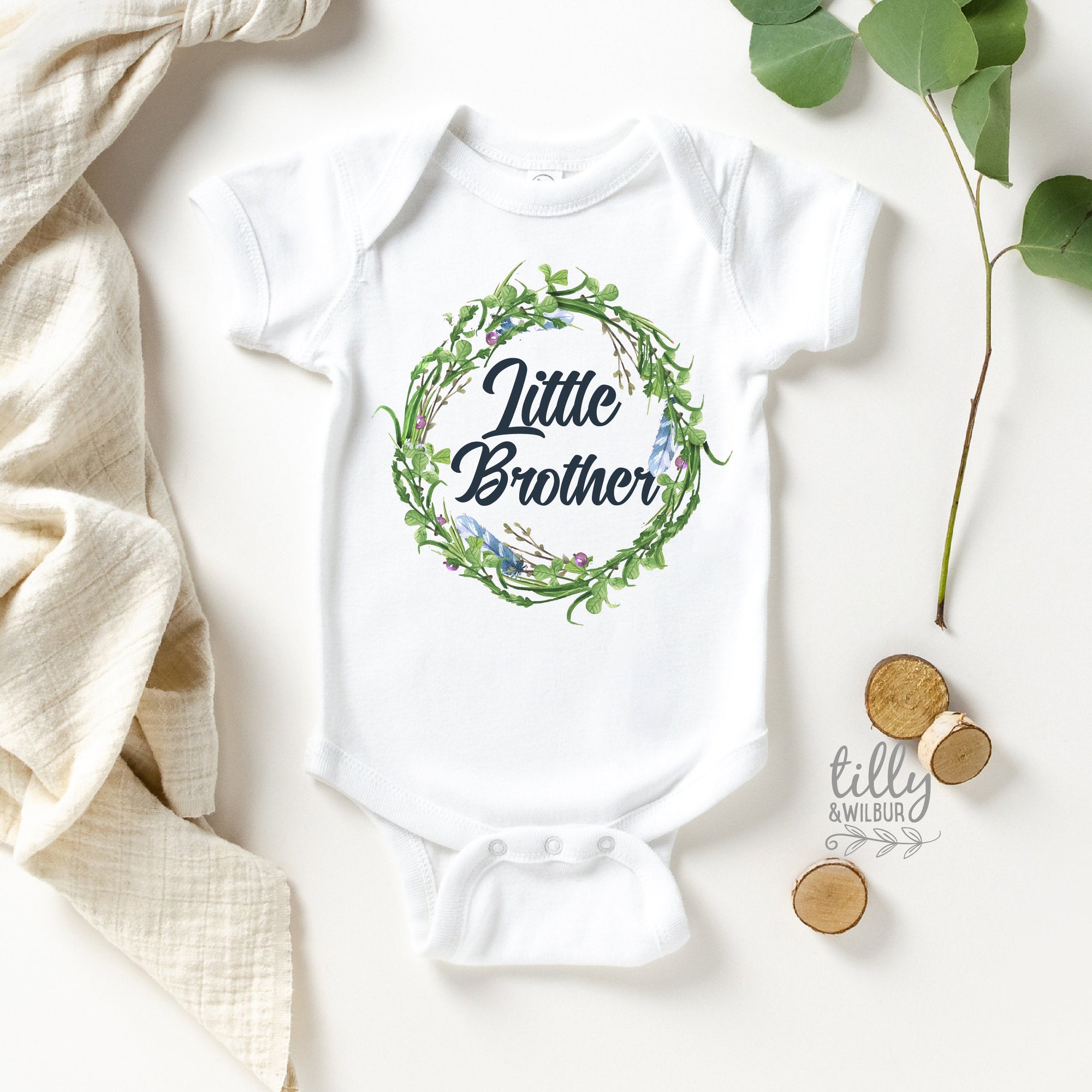Little Brother Bodysuit To Add To Matching Big Sister T-Shirt With Floral Design, Sister Brother Outfit, Little Bro, Little Brother Bodysuit