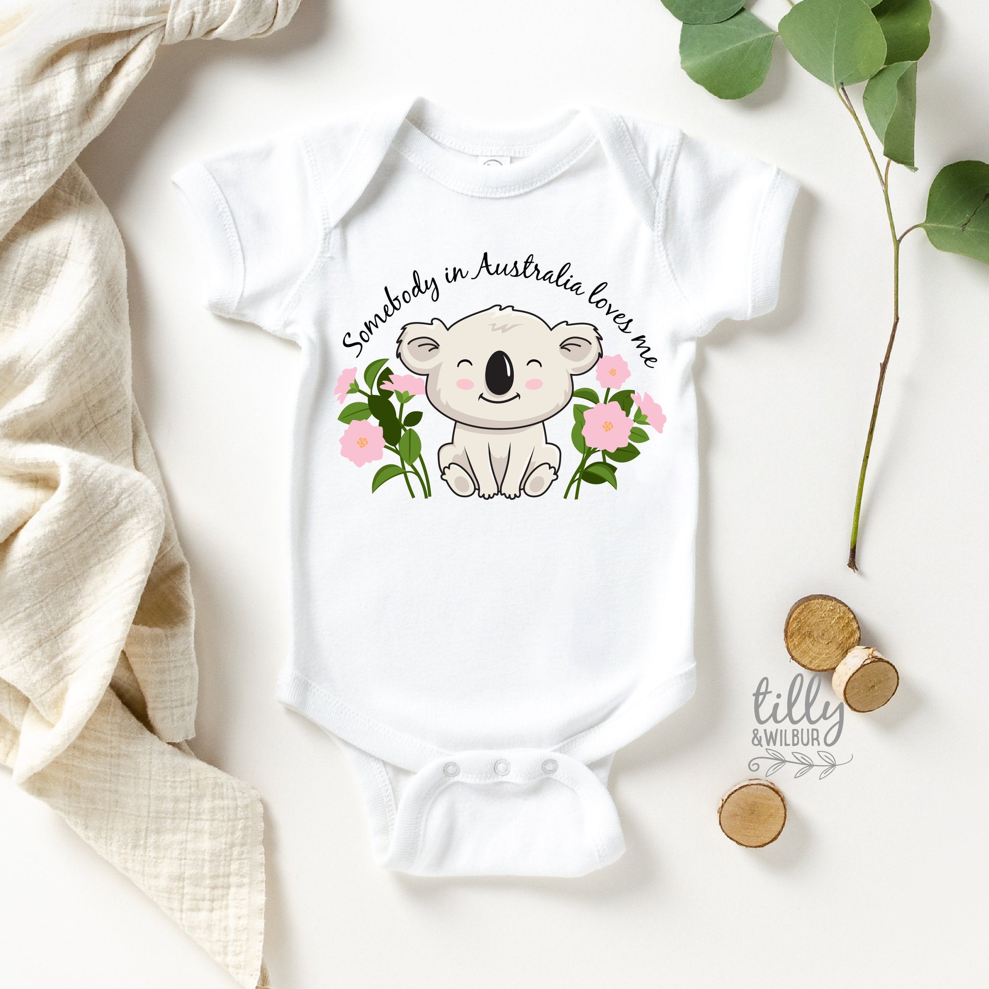 Somebody In Australia Loves Me, Australian Baby Gift, Australiana Gift, Koala Baby Gift, Aussie Overseas Gift, New Baby, Overseas Baby Gift