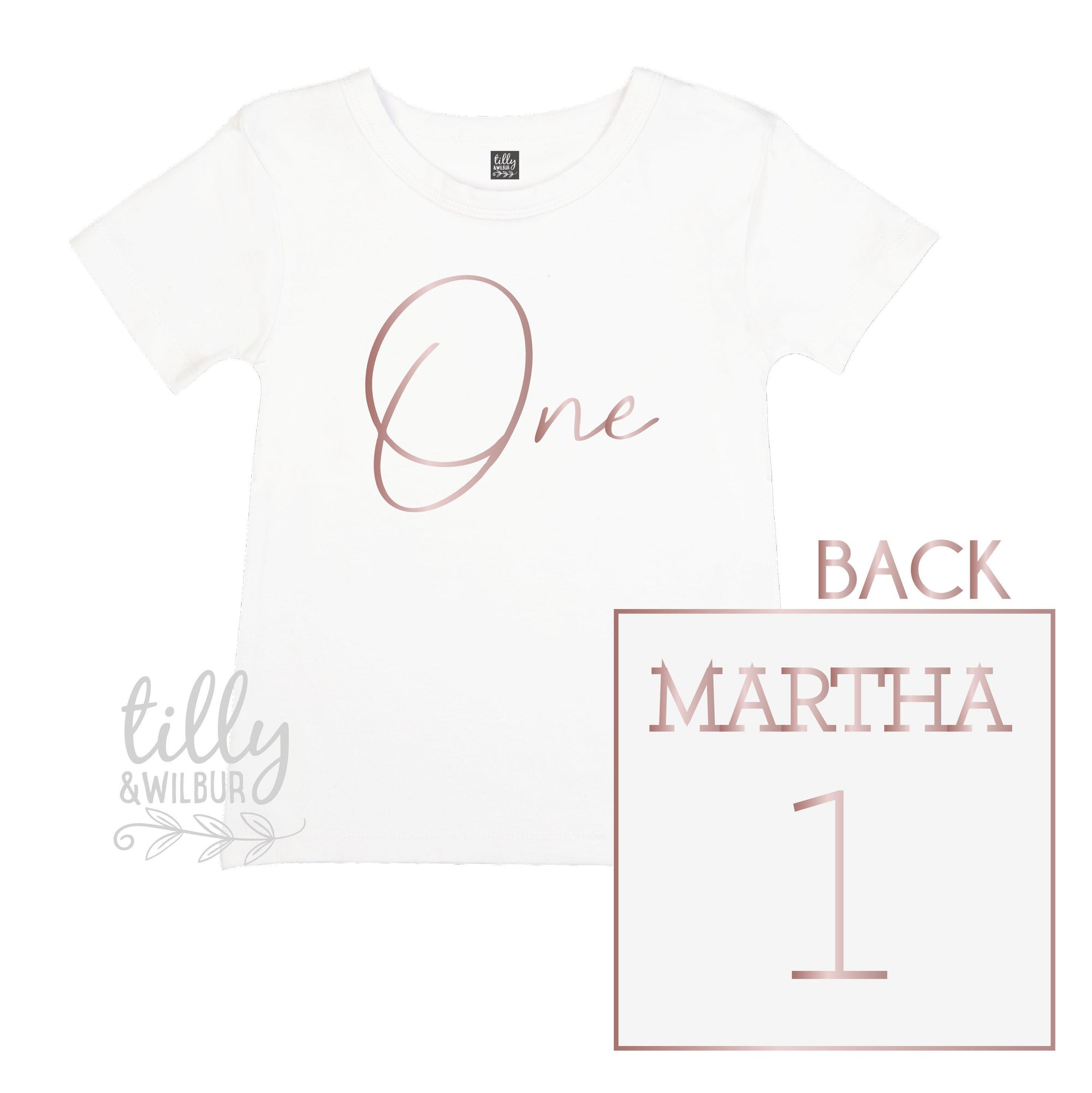 One Personalised Girls 1st Birthday T-Shirt, 1st Birthday Gift, First Birthday Tee, Name And Number 1 On Back Of Shirt, Cake Smash Outfit