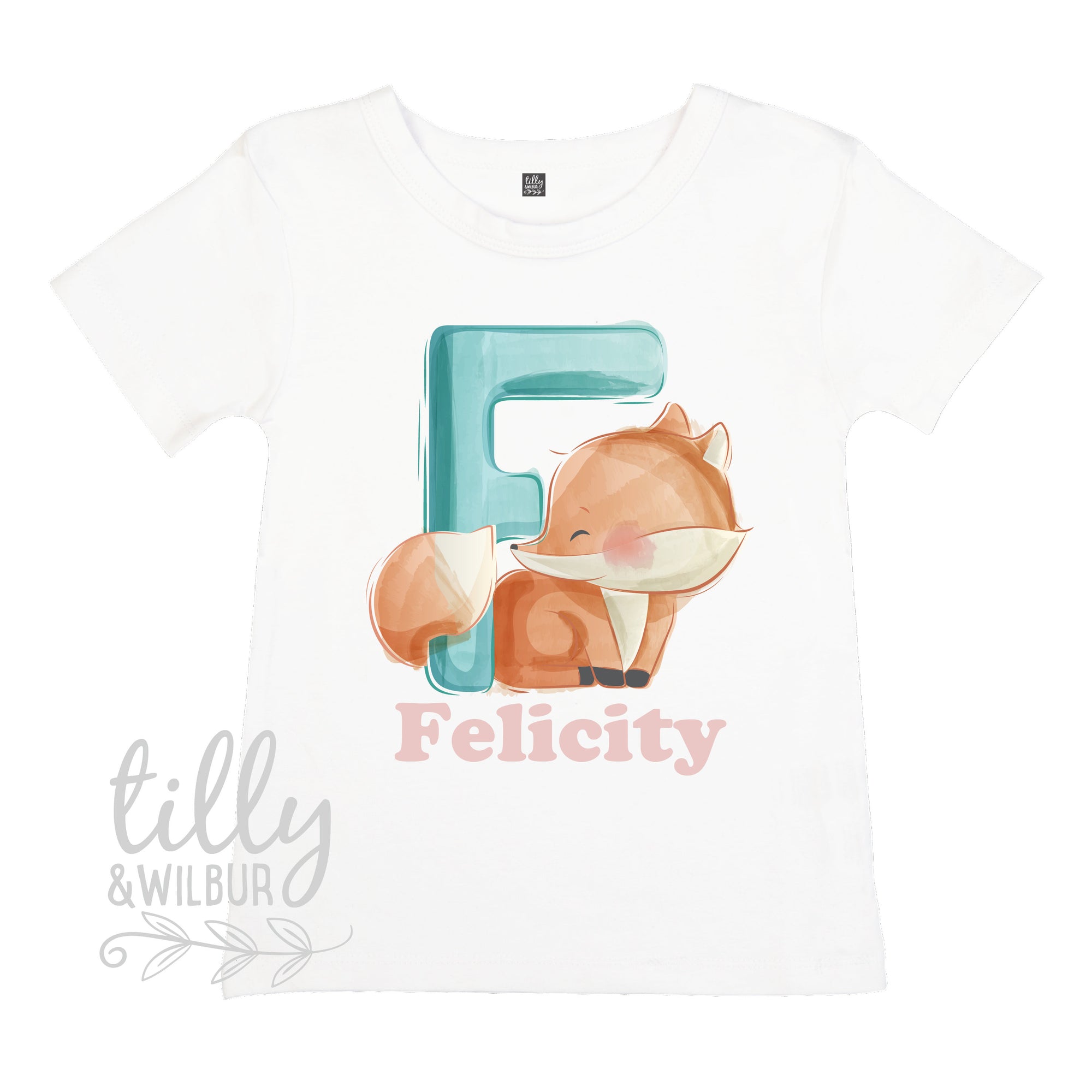 F Is For Fox Personalised T-Shirt For Girls, Personalised Gift For Girls, Personalised T-Shirt, Personalised Birthday Gift, Girls Tee