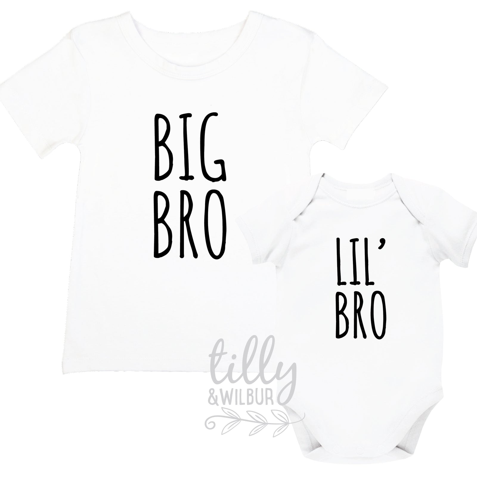 Big Bro Lil' Bro Set, Brother Set, Sibling Set, Brother Gift, Pregnancy Announcement, Newborn Gift, Big Brother Little Brother Matching Set