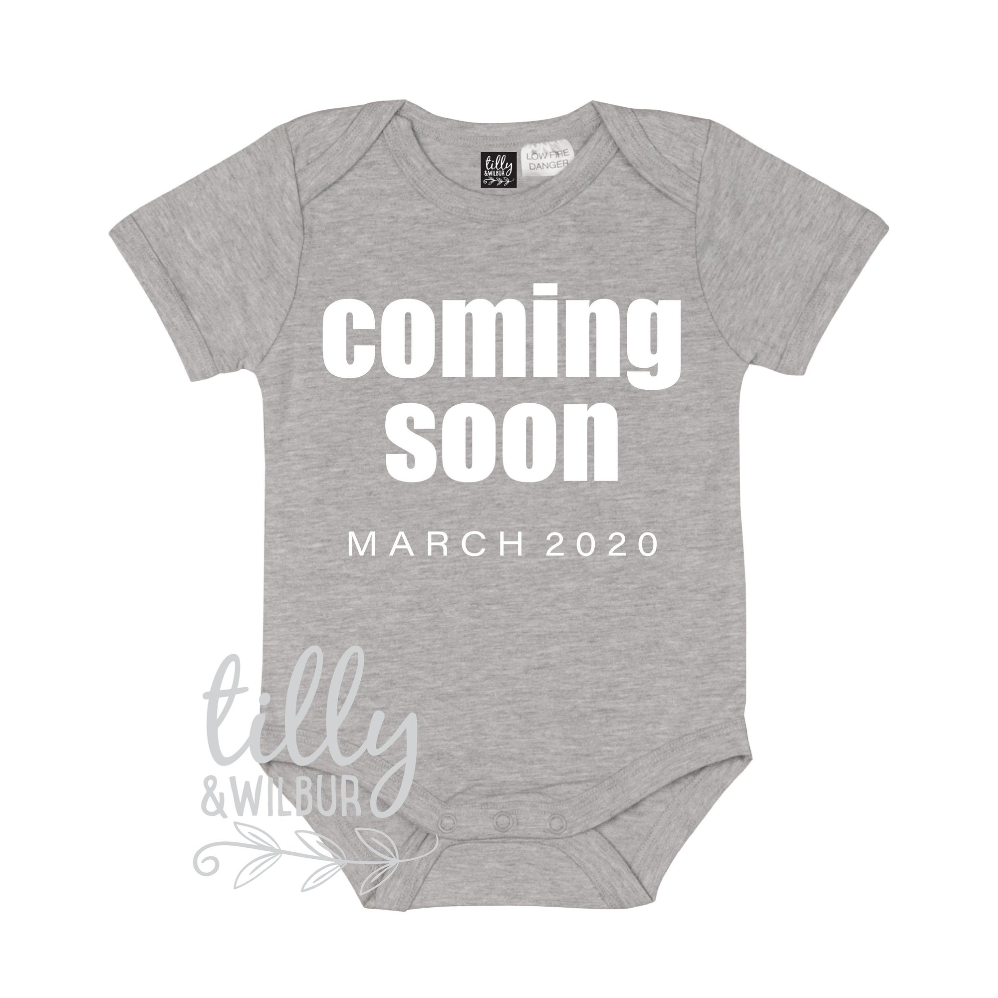 Coming Soon Pregnancy Announcement Baby Bodysuit, Coming Soon Bodysuit, Personalised Due Date Pregnancy Announcement Gift, Baby Shower Gift