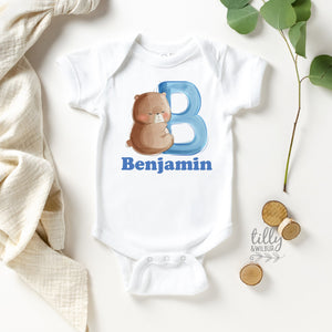 B Is For Bear Personalised Bodysuit For Boys, Personalised Newborn Gift For Baby Boy, Personalised New Baby Gift, New Baby Boy Gift