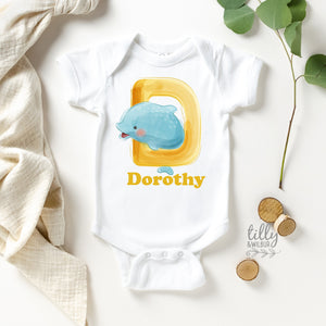 D Is For Dolphin Personalised Bodysuit For Girls, Personalised Newborn Gift For Baby Girl, Personalised New Baby Gift, New Baby Girl Gift