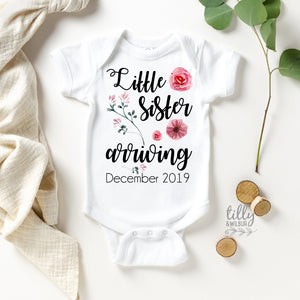 Little Sister Arriving Personalised Pregnancy Announcement, Gender Reveal Announcement, Baby Girl, Little Sister Announcement With Date