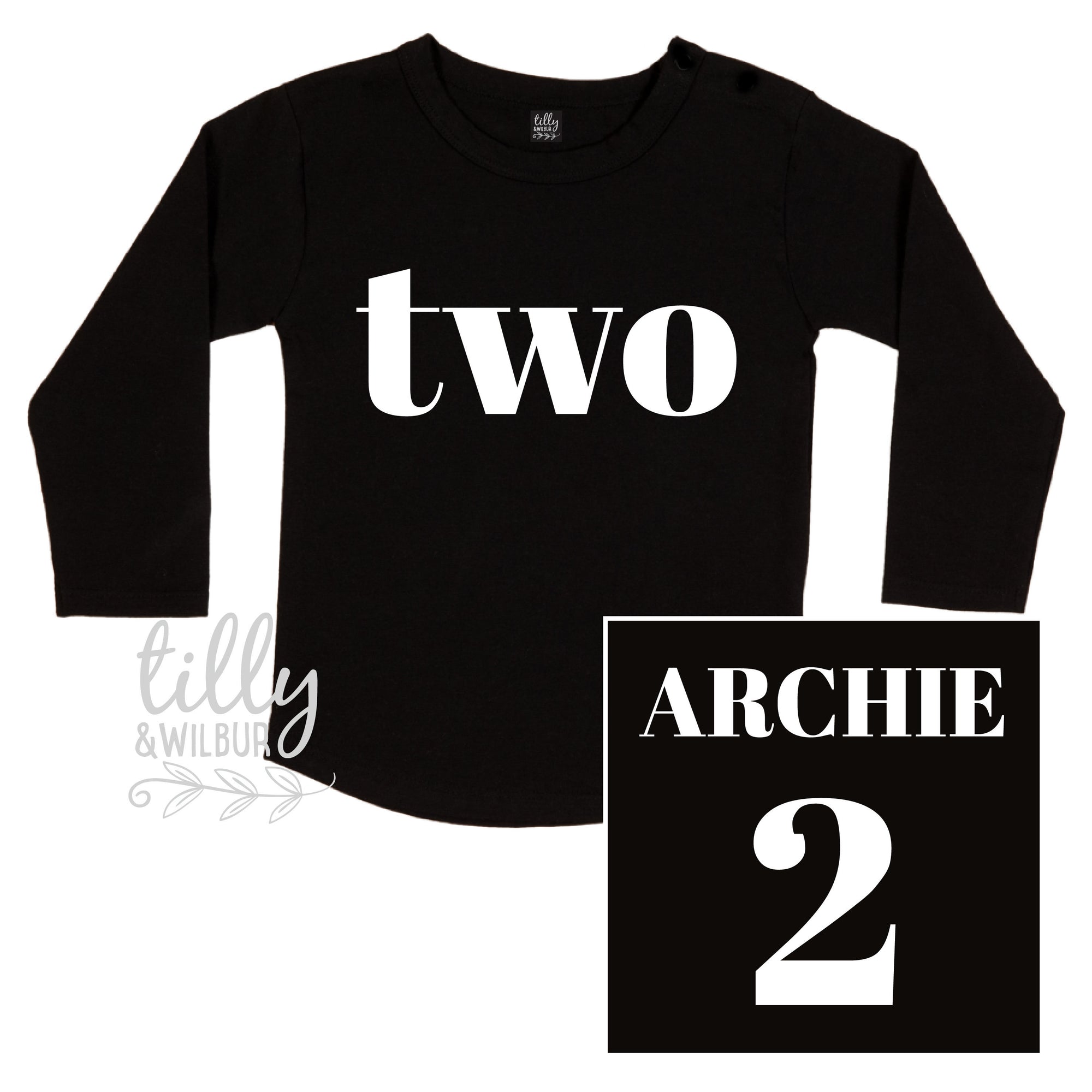 Two Personalised Boys 2nd Birthday T-Shirt, 2nd Birthday Gift, 2 Today Birthday Tee, Name And Number 2 On Back Of Shirt, Cake Smash Outfit,
