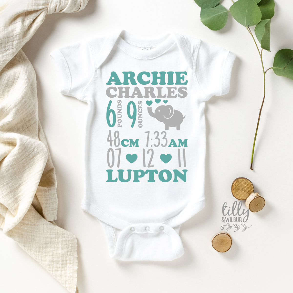 Personalised Birth Announcement Bodysuit, Newborn Baby Bodysuit, Announcement Bodysuit, Newborn Baby Boy Gift, Newborn Baby Birth Stats