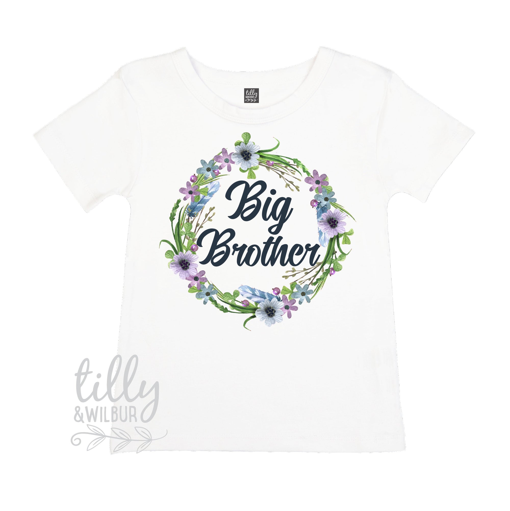 I&#39;m Going To Be A Big Brother T-Shirt For Boys, Pregnancy Announcement Shirt, Personalised Pregnancy Announcement, Floral Big Brother Design