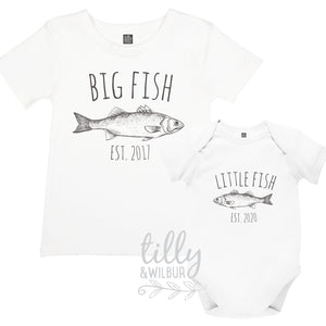 Big Fish Little Fish Personalised With Year Set, Brother Set, Brother Gift, Pregnancy Announcement, Newborn Gift, Big Brother Little Brother