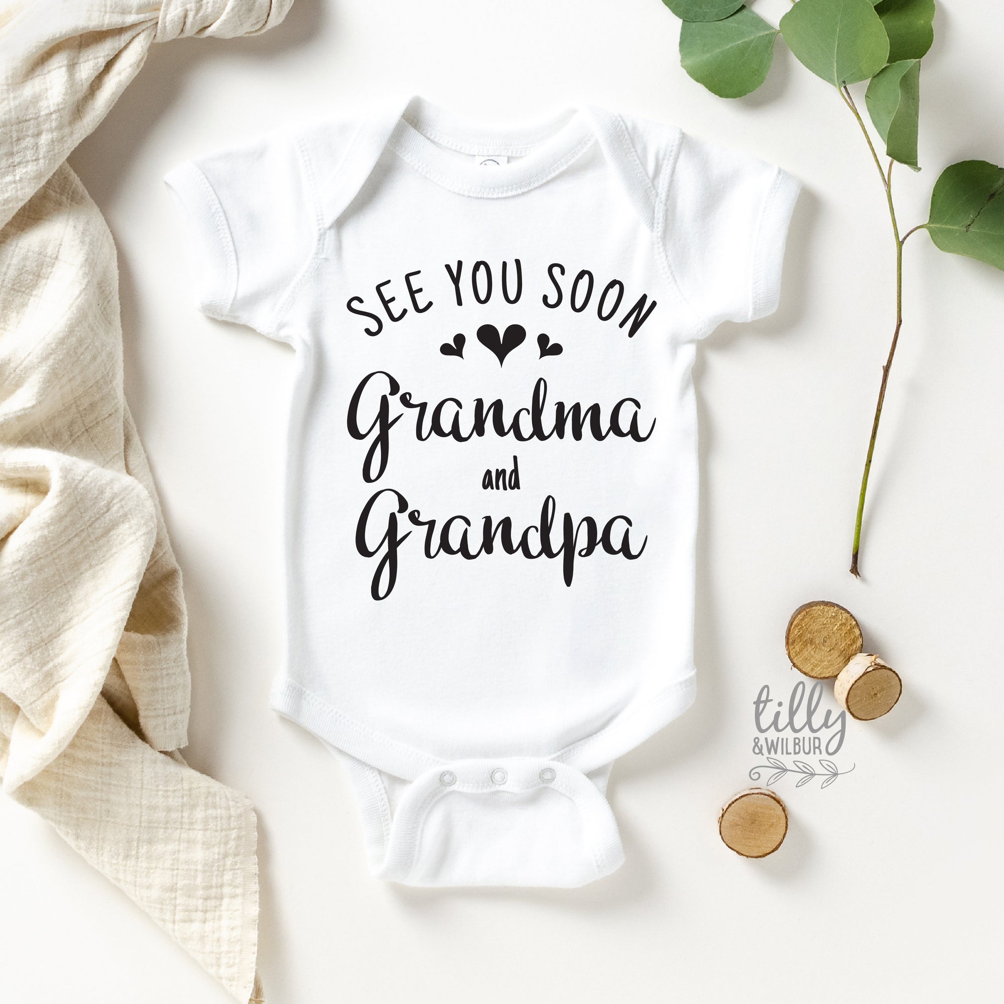 See You Soon Grandma And Grandpa Baby Bodysuit, Hello Grandma & Grandpa Bodysuit, Pregnancy Announcement To Grandparents, First Grandbaby