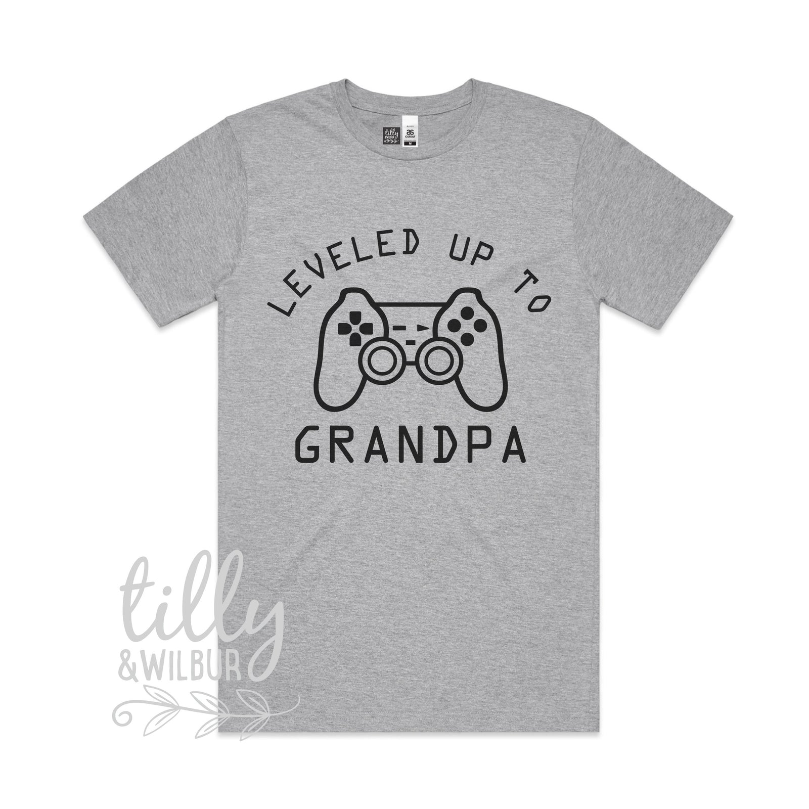 Leveled Up To Grandpa Men&#39;s T-Shirt, Pregnancy Announcement T-Shirt, Gamer Pregnancy Announcement, New Grandparent Gift, 1st Grandbaby, Pop