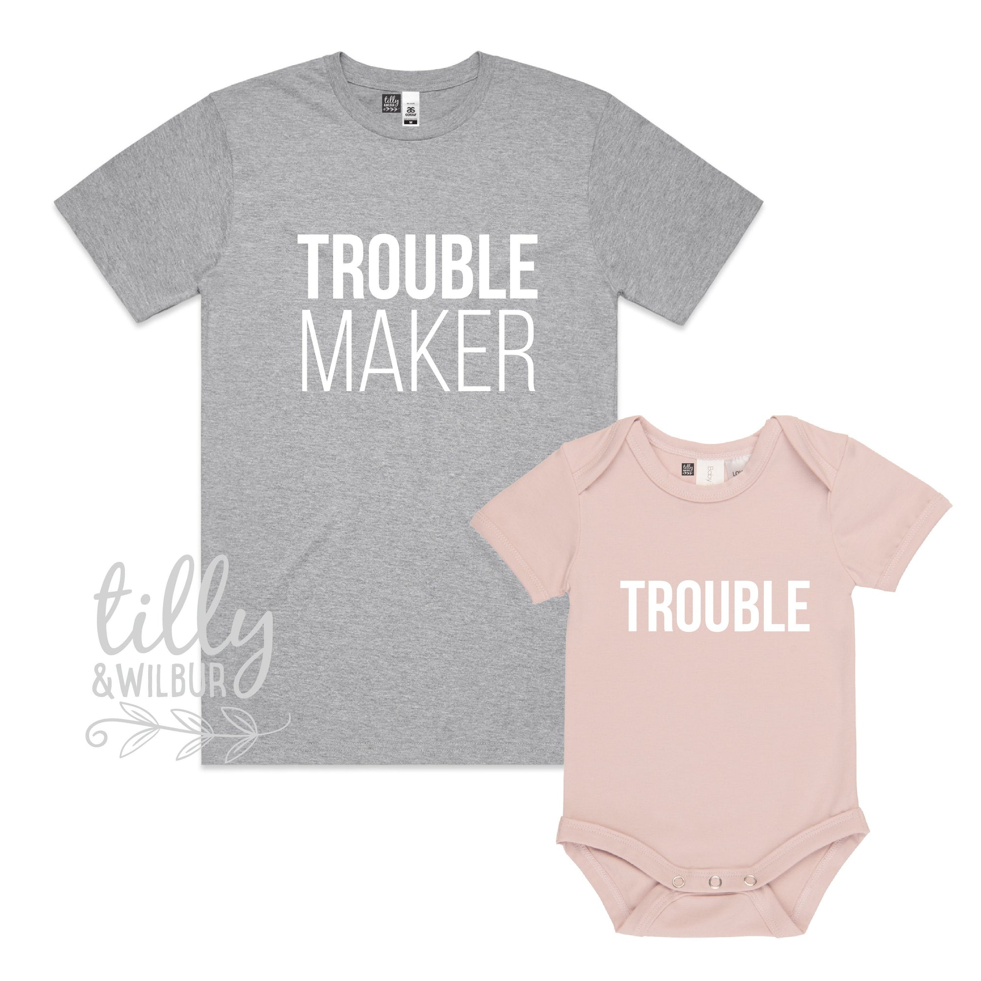 Trouble Maker, Trouble Father Son, Daddy Daughter Matching Shirts, Matching Dad And Baby, Father&#39;s Day Gift, Newborn Gift, New Dad T-Shirt