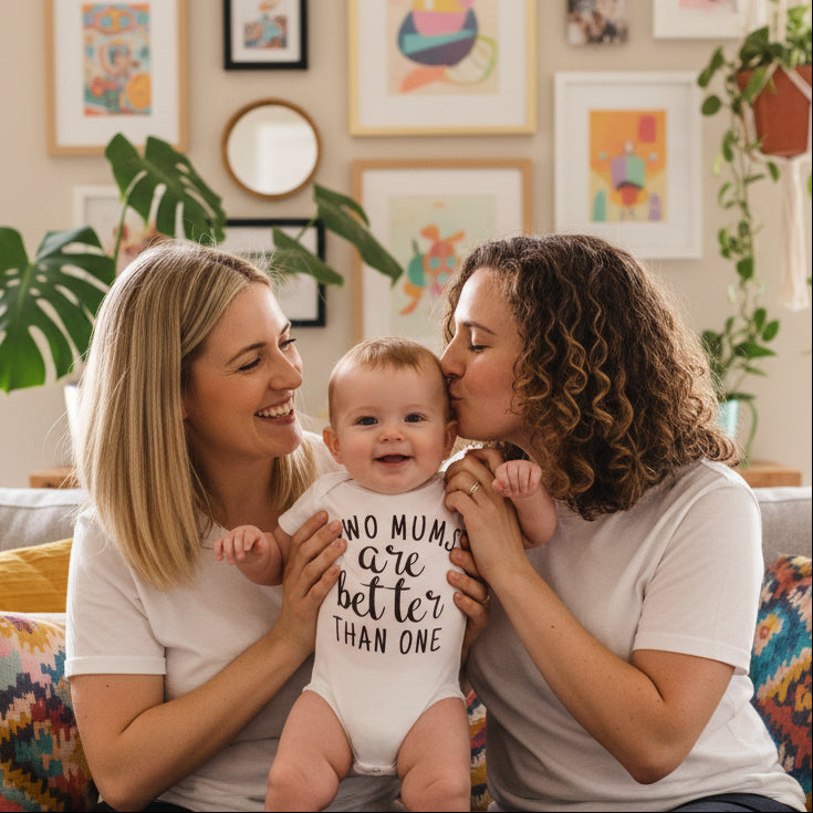 Two Mums Are Better Than One Baby Bodysuit, Same Sex Parents Gift, 2 Mums Are Better Than 1, Newborn Gift For Lesbian Mums, LGBT Family Baby