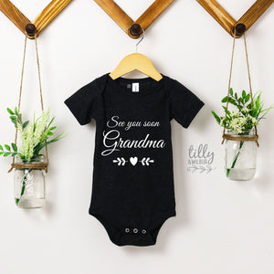 See You Soon Grandma Baby Bodysuit, Hello Grandma & Grandpa Bodysuit, Pregnancy Announcement To Grandparents, First Grandbaby, Nanna, Nan
