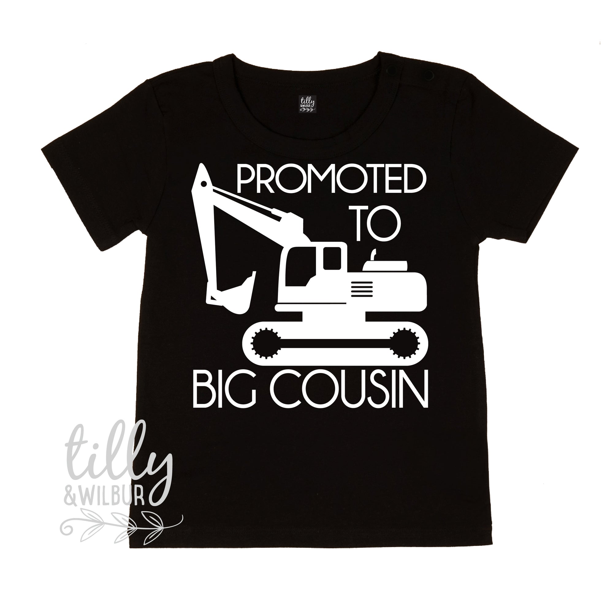 Promoted To Big Cousin Excavator T-Shirt For Boys, Big Cousin Shirt, I&#39;m Going To Be A Big Cousin, Pregnancy Announcement, Boys Clothing,Cuz