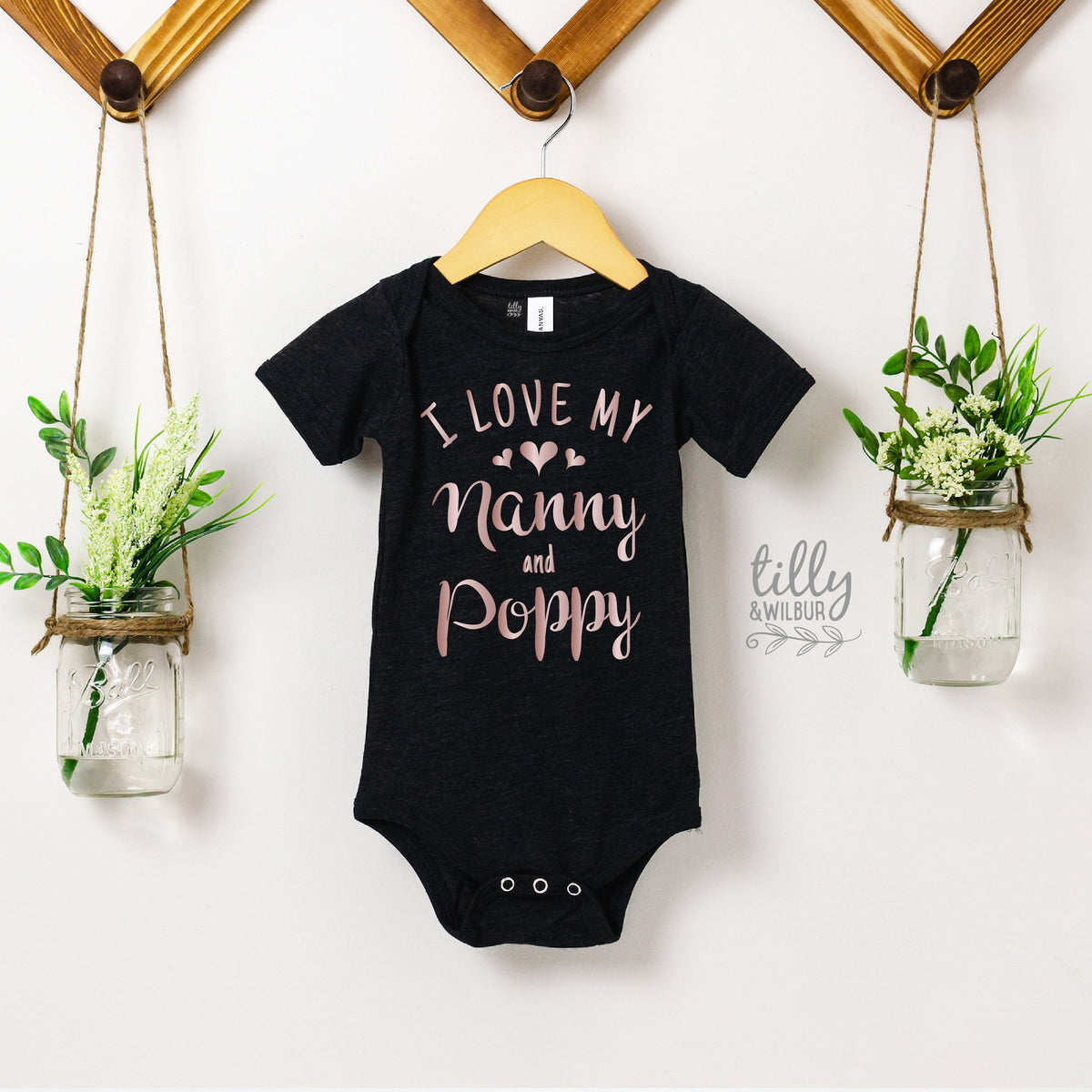 I Love My Nanny And Poppy Baby Bodysuit, Hello Grandma &amp; Grandpa, Pregnancy Announcement To Grandparents, New Grandchild Gift, Nana, Oma