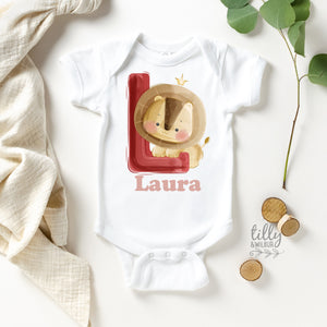 L Is For Lion Personalised Bodysuit For Girls, Personalised Newborn Gift For Baby Girl, Personalised New Baby Gift, New Baby Girl Gift, Lion
