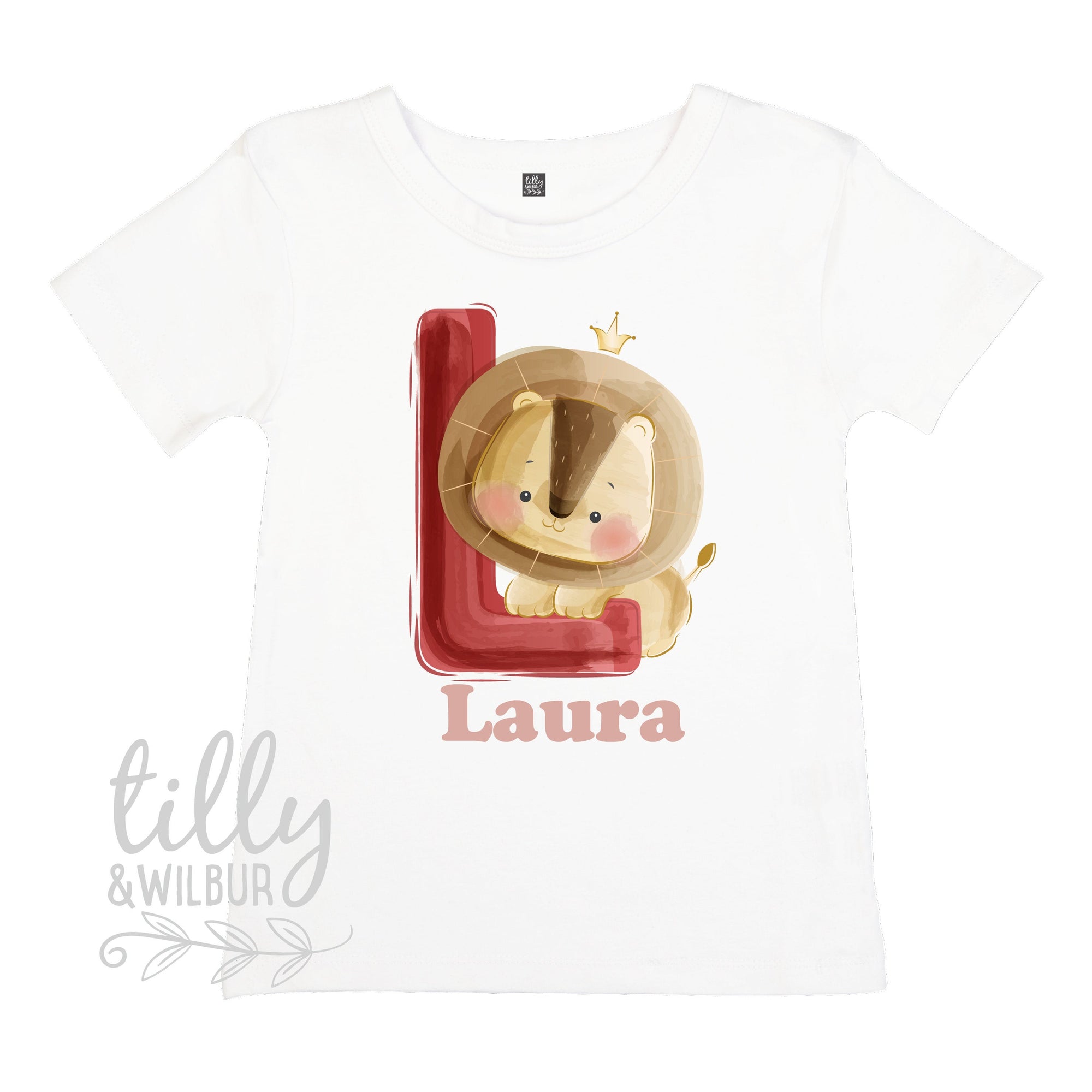 L Is For Lion Personalised T-Shirt For Girls, Personalised Gift For Girls, Personalised T-Shirt, Personalised Birthday Gift, Lion Girls Tee