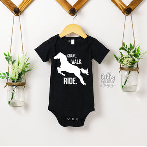 Crawl Walk Ride Bodysuit, New Baby Gift, Baby Shower Gift, Horse Riding Gift, Equestrian Gift, Horse Lover Gift, Horse Clothes, Cowboy Baby