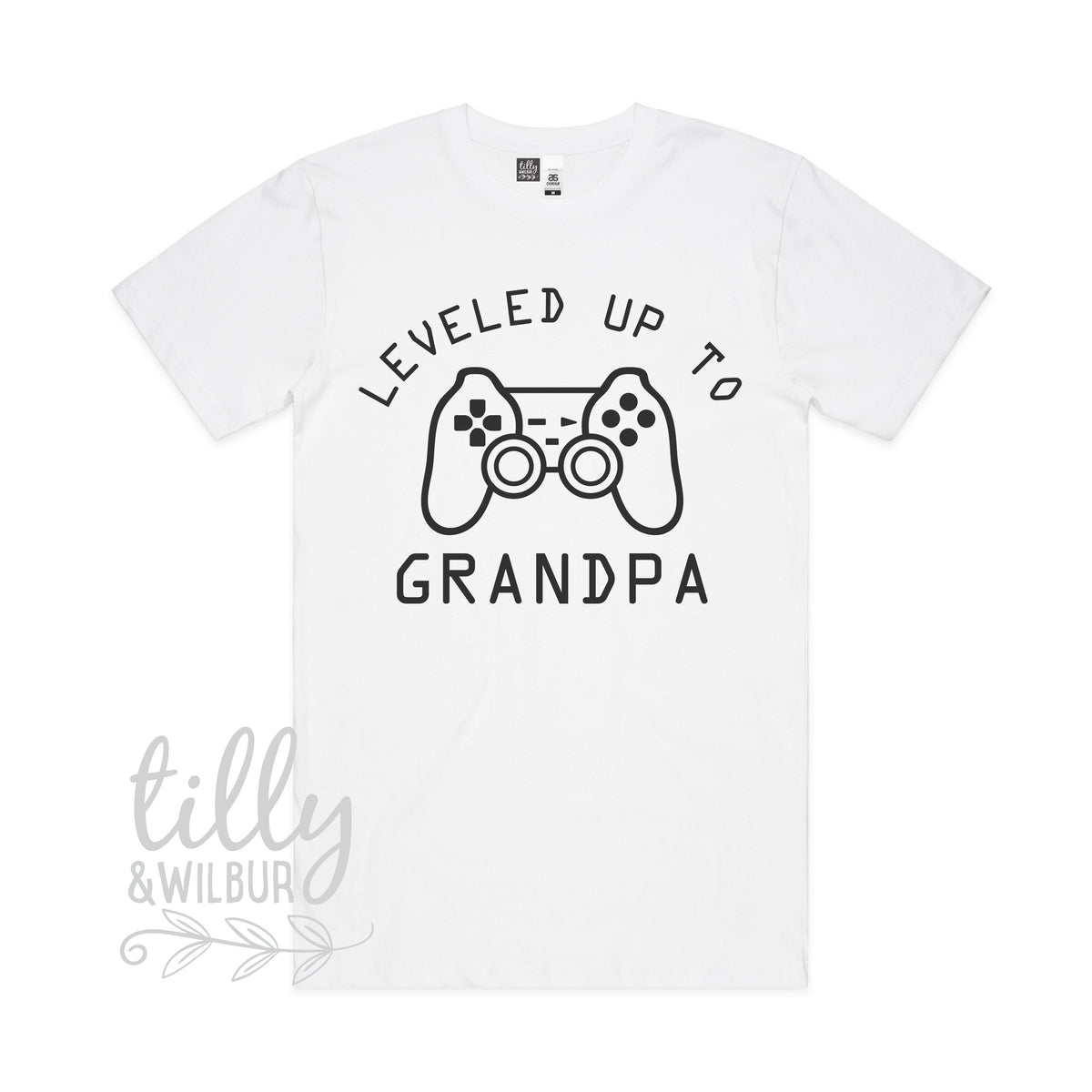 Leveled Up To Grandpa Men&amp;#39;s T-Shirt, Pregnancy Announcement T-Shirt, Gamer Pregnancy Announcement, New Grandparent Gift, 1st Grandbaby, Pop