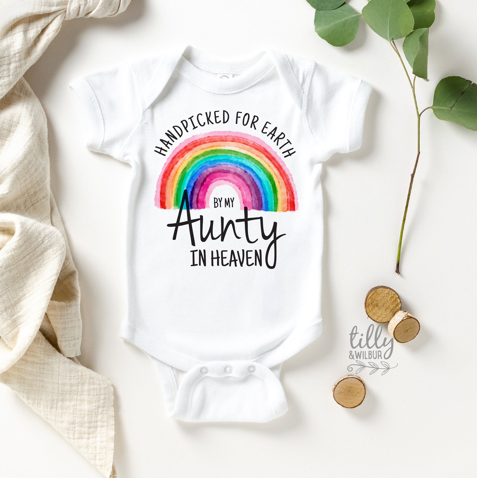 Handpicked For Earth By My Aunty In Heaven Baby Bodysuit, Handpicked For Earth, Auntie In Heaven, Pregnancy Announcement, Baby Shower Gift