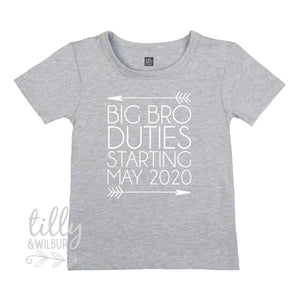 Big Brother Duties Starting On Due Date, Personalised Pregnancy Announcement Tee, Brother Gift, Promoted To Big Brother, Big Brother T-Shirt