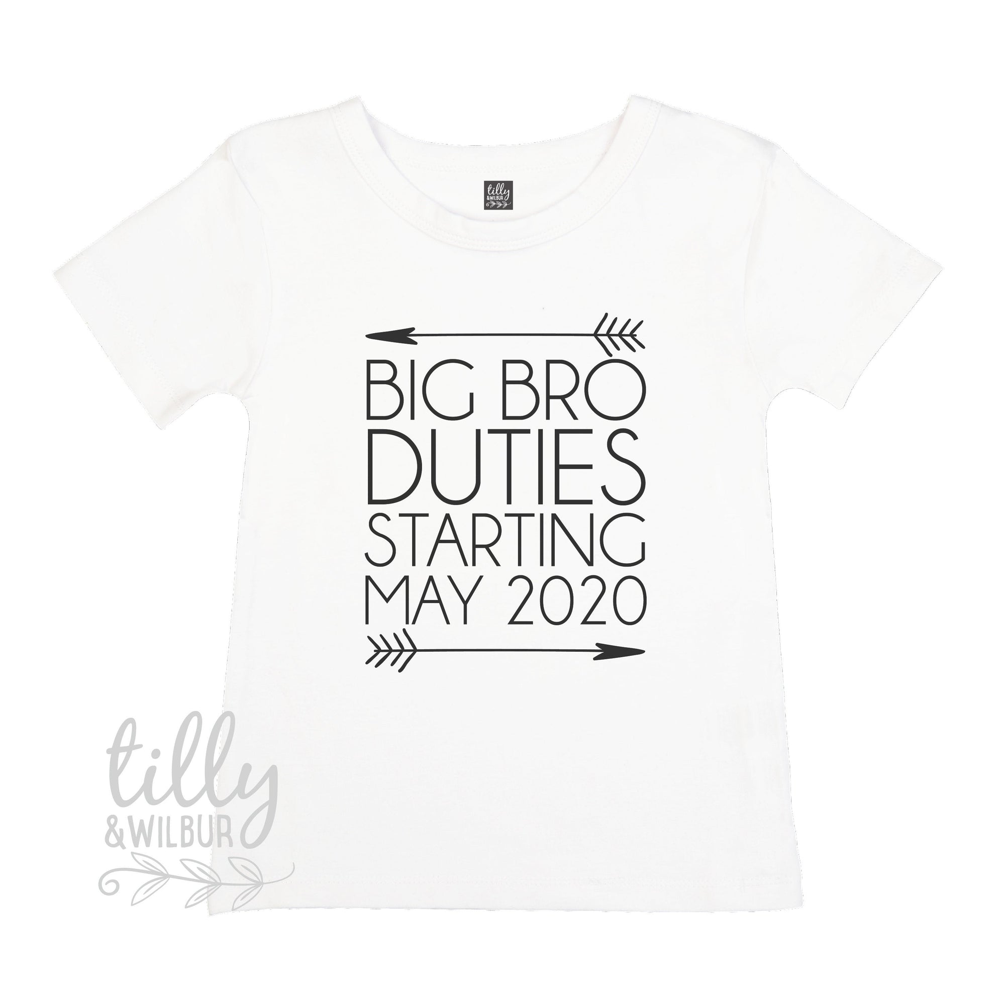 Big Brother Duties Starting On Due Date, Personalised Pregnancy Announcement Tee, Brother Gift, Promoted To Big Brother, Big Brother T-Shirt