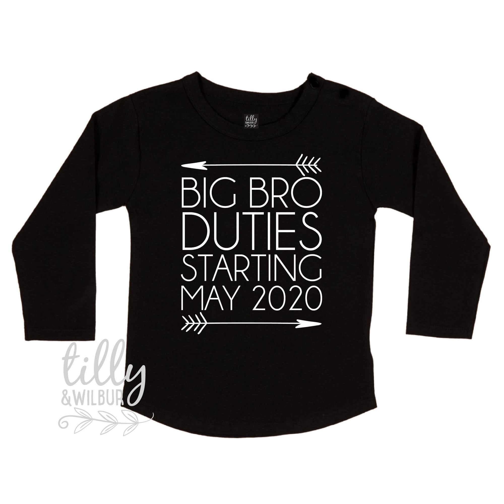 Big Brother Duties Starting On Due Date, Personalised Pregnancy Announcement Tee, Brother Gift, Promoted To Big Brother, Big Brother T-Shirt