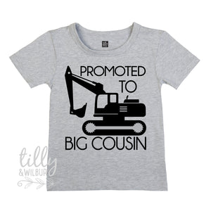 Promoted To Big Cousin Excavator T-Shirt For Boys, Big Cousin Shirt, I&#39;m Going To Be A Big Cousin, Pregnancy Announcement, Boys Clothing,Cuz