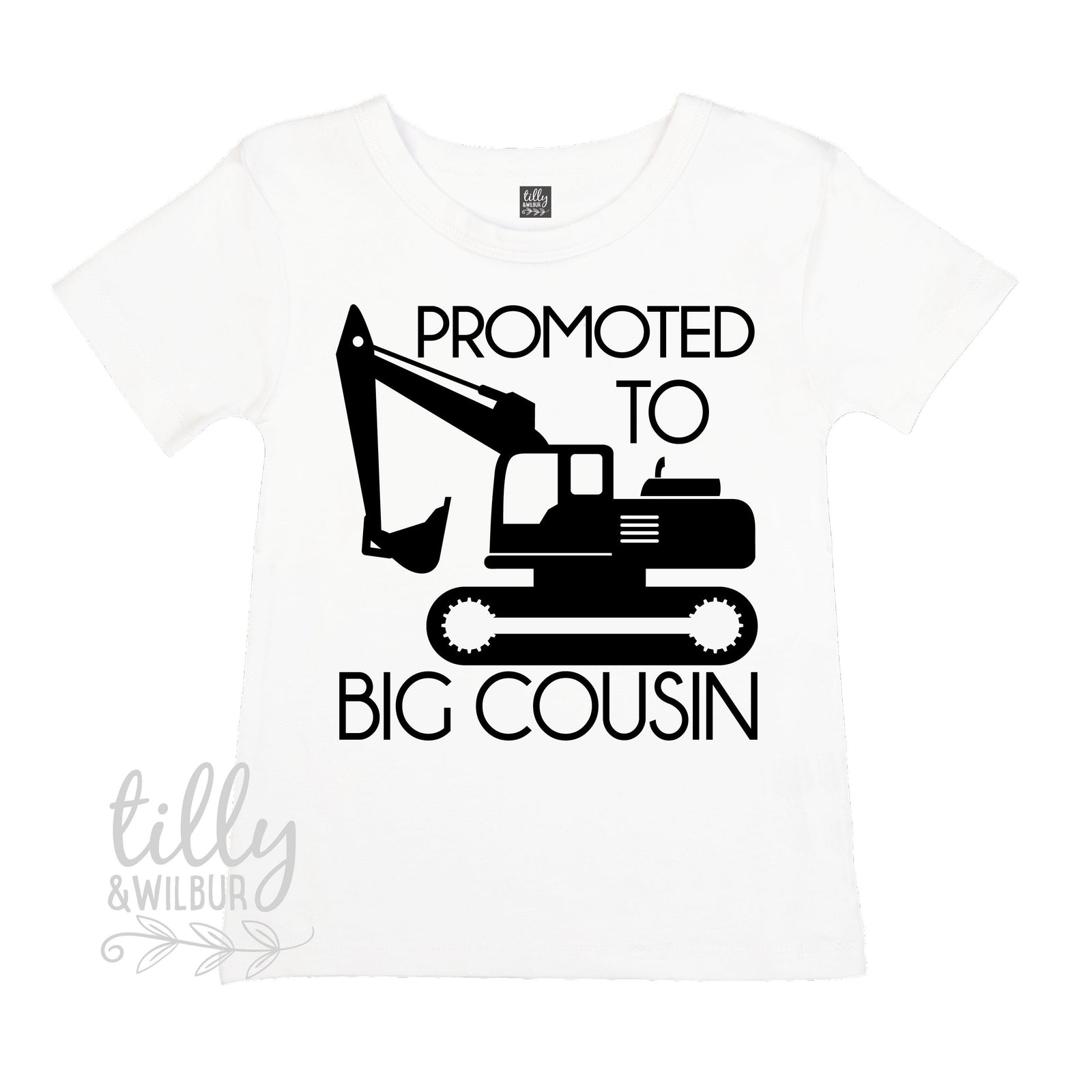 Promoted To Big Cousin Excavator T-Shirt For Boys, Big Cousin Shirt, I'm Going To Be A Big Cousin, Pregnancy Announcement, Boys Clothing,Cuz
