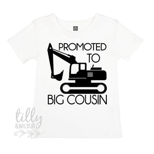 Promoted To Big Cousin Excavator T-Shirt For Boys, Big Cousin Shirt, I&#39;m Going To Be A Big Cousin, Pregnancy Announcement, Boys Clothing,Cuz