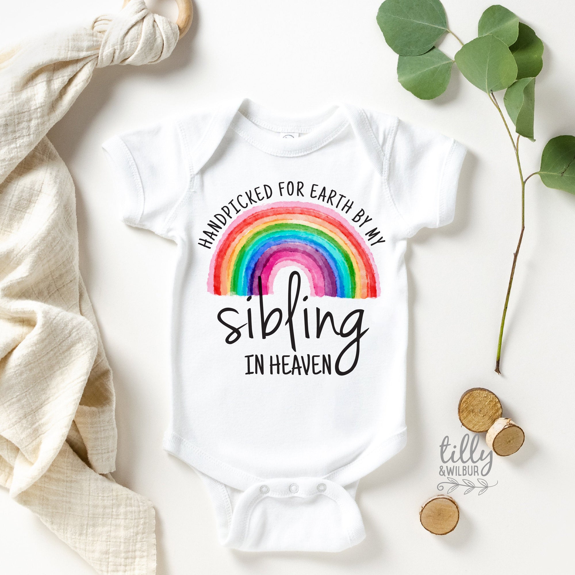 Handpicked For Earth By My Sibling In Heaven Baby Bodysuit, Handpicked For Earth, Brother In Heaven, Sister In Heaven, Baby Shower Gift